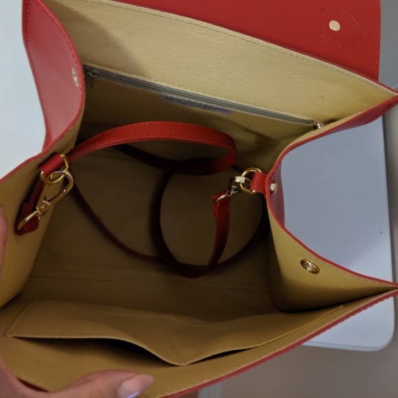 Red and Snakeskin Leather Top handle purse and bag - Picture 2 of 6